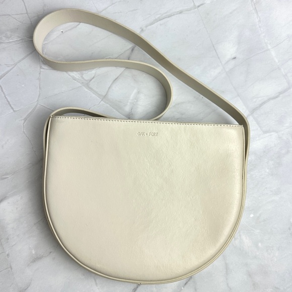 OAK + FORT Handbags - OAK + FORT Half Moon Circle Bag - White